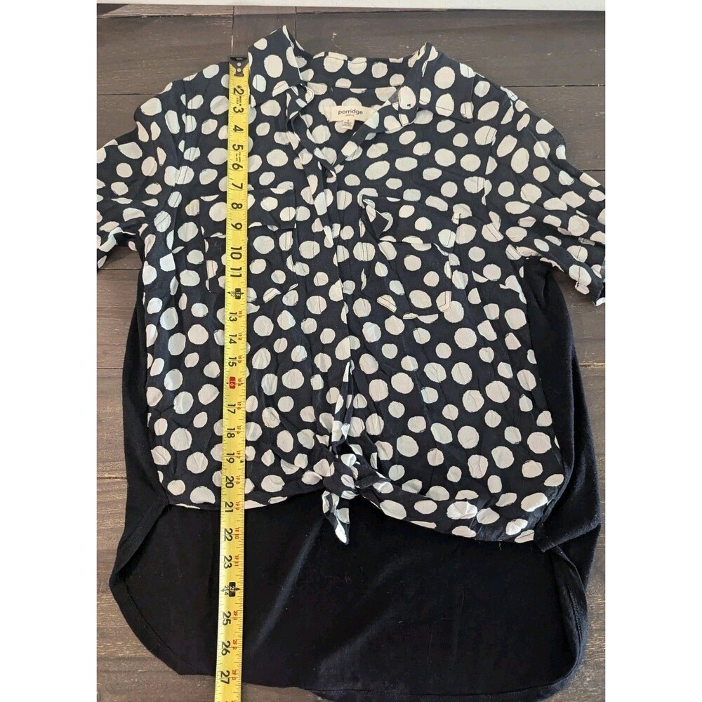 Porridge Womens Black White Polka Dot Shirt Top Sz Small Anthropologie Brand - Picture 3 of 11